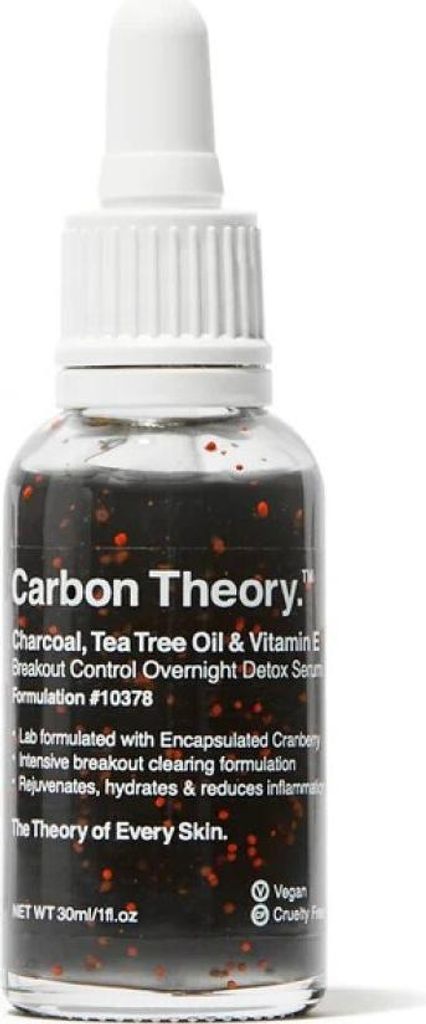 Carbon Theory Holzkohle, Teebaumöl & Vitamin E Overnight Detox Serum 30 ml