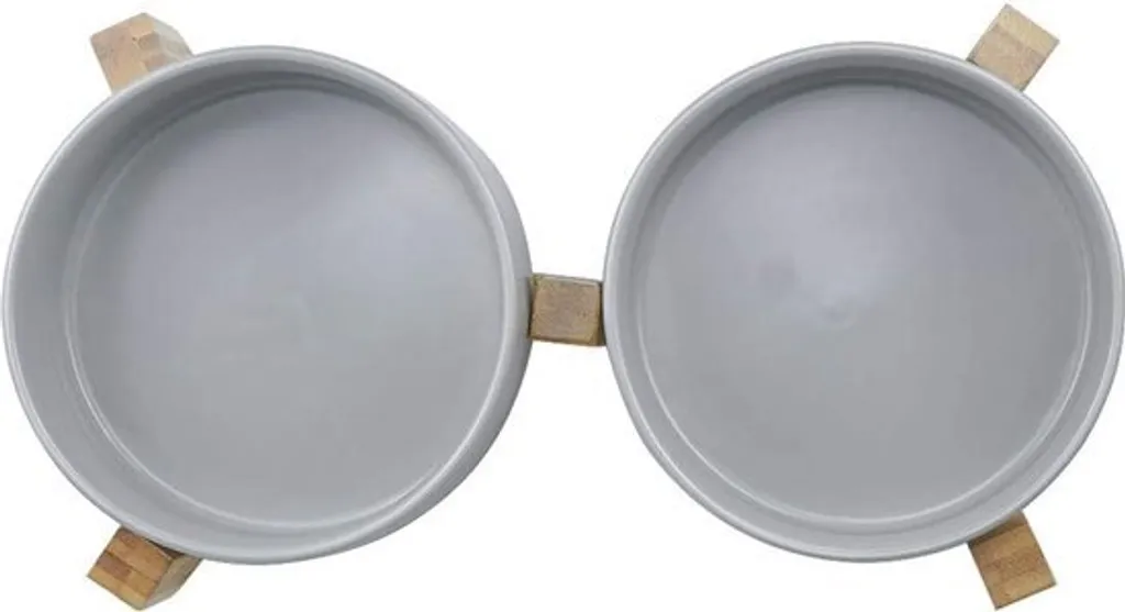 Double gamelle design pour chat et petit chien en céramique anthracite