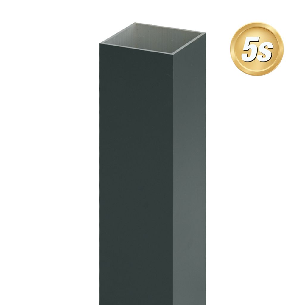 Alu-Pfosten 100 x 100 x 4 mm - Farbe: anthrazit, Länge: 200 cm, 5S Beschichtung