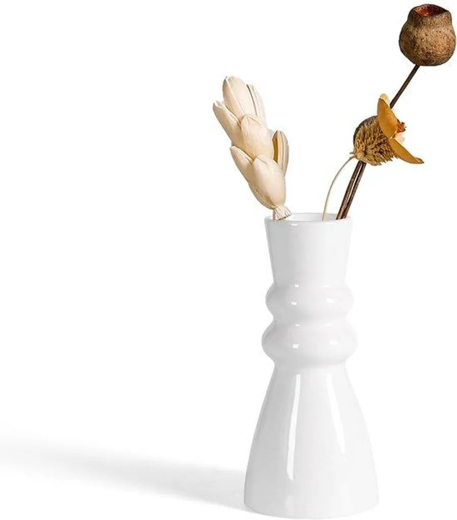 Petit vase en céramique blanche - Vase raffiné aux finitions mates