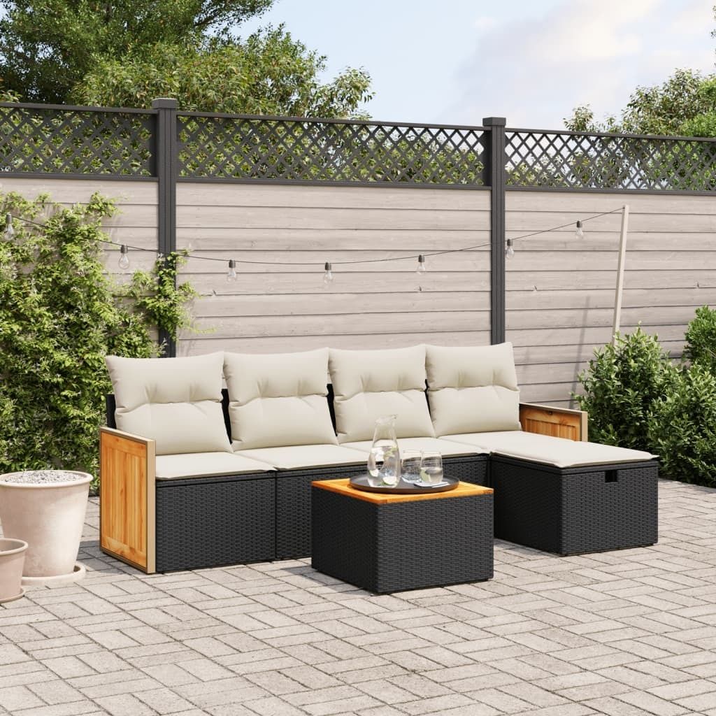 Maison Exclusive - 6-tlg. Garten-Sofagarnitur mit Kissen Schwarz Poly Rattan