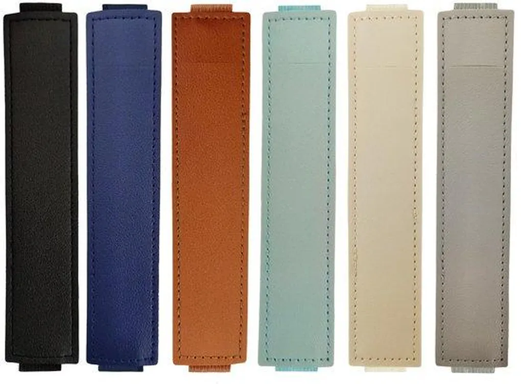 Trousse élastique en cuir noir véritable pour carnet et agenda A5