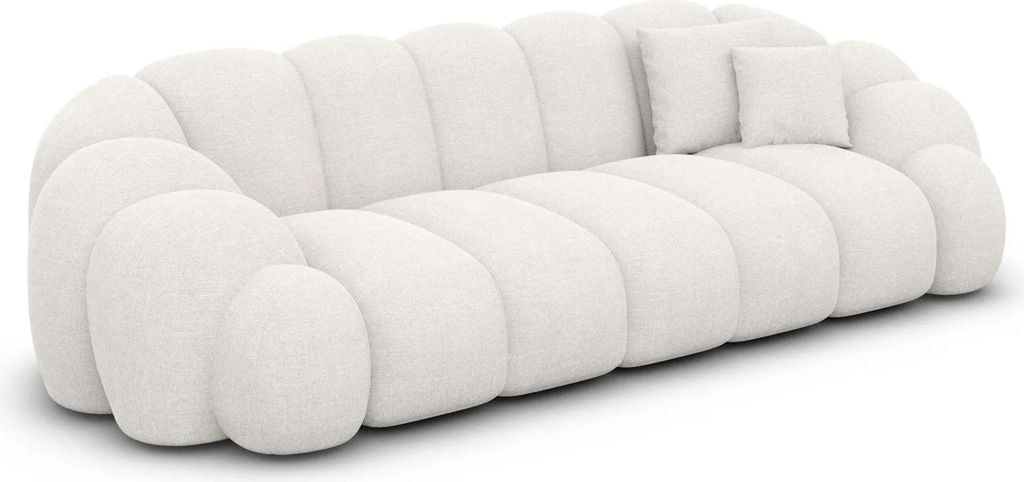 Strukturstoff 3-Sitzer Couch Liora Weiß
