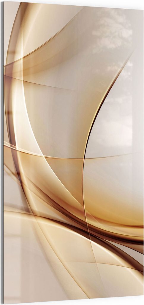DEQORI Magnettafel Glas 50x100 cm 'Elegante Goldene Wellen' beschreibbar Whiteboard