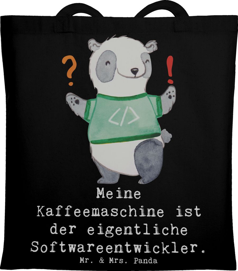 Mr. & Mrs. Panda Tote Bag Softwareentwickler Held - Schwarz - Geschenk, Programmierer, Tasche, Laptoptasche, Geschenke mit Herz, Computersysteme, B...