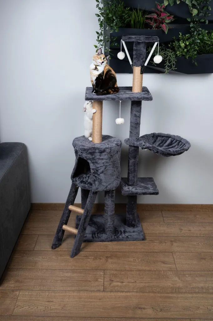 Tour griffoir chat 5 niveaux graphite - Structure stable en échelle - 6