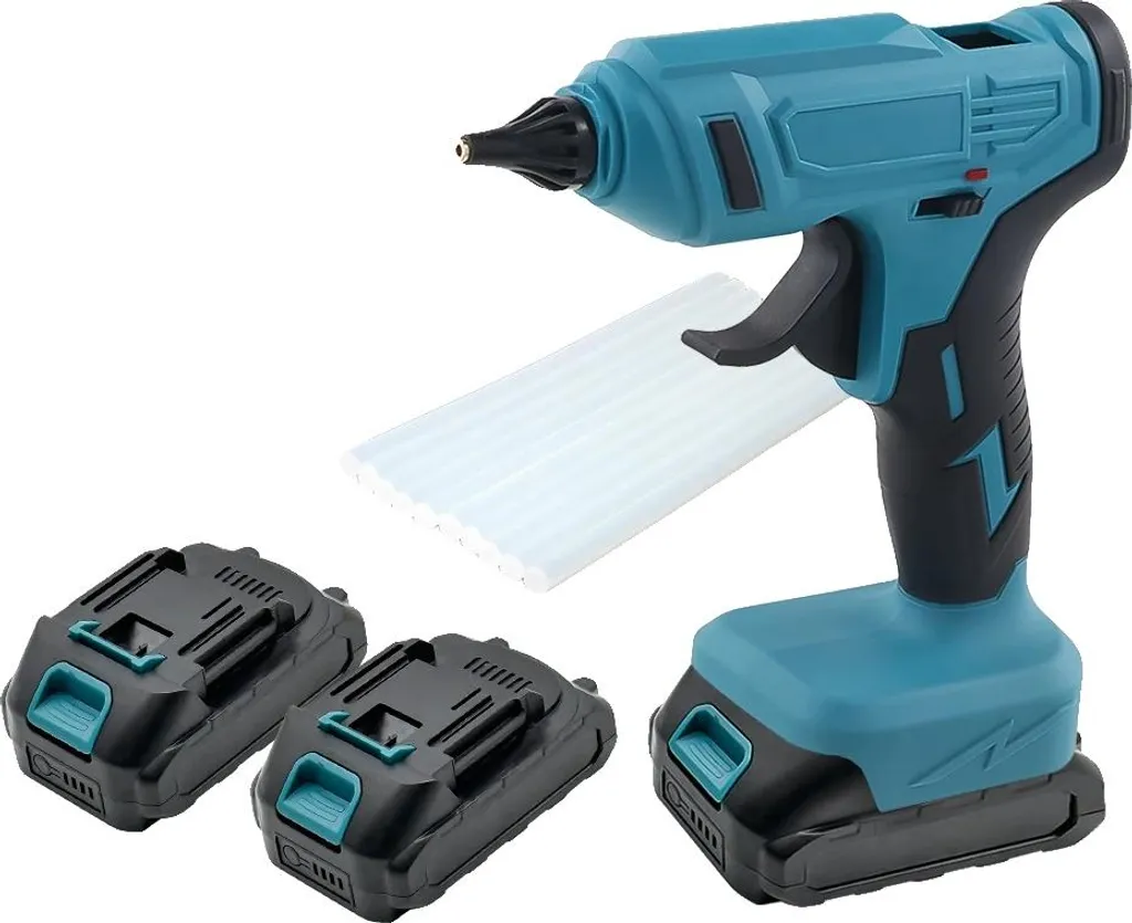 Pistolet à colle 100W puissant, ergonomique, avec 2 piles : finies les pauses