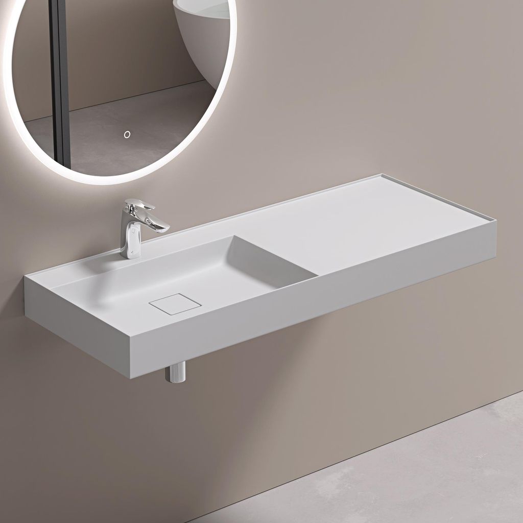 doporro Lavabo Suspendu avec Bonde Vasque à Poser Blanc Mat Image du produit 