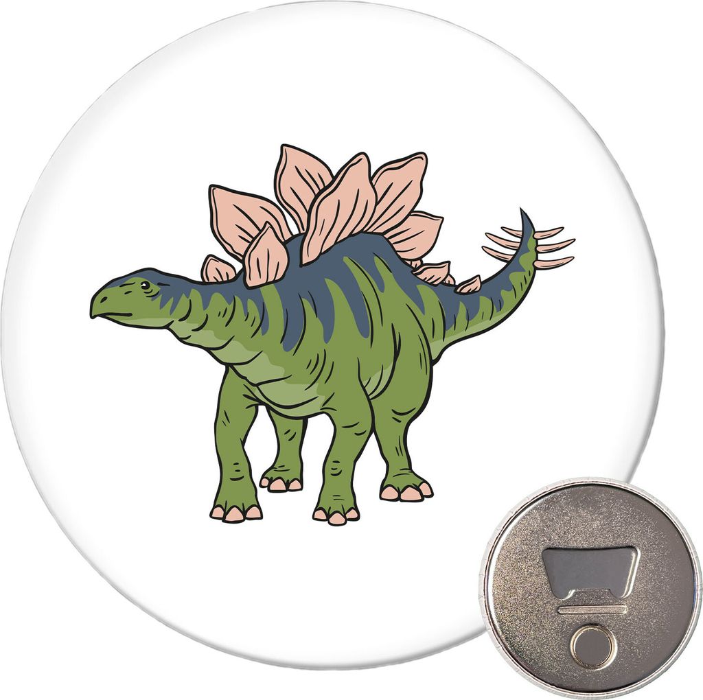 Huuraa Magnet Stegosaurus Dinosaurier 59mm Kühlschrankmagnet rund Flaschenöffner Geschenkidee