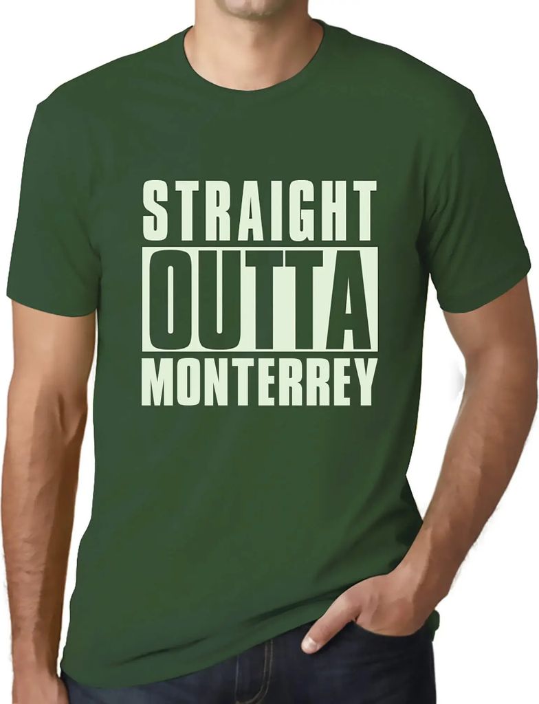 Herren Grafik T-Shirt Straight Outta Monterrey Öko-Verantwortlich Vintage Jahrgang Kurzarm Lustige Druck Geburtstag Geschenk Mann