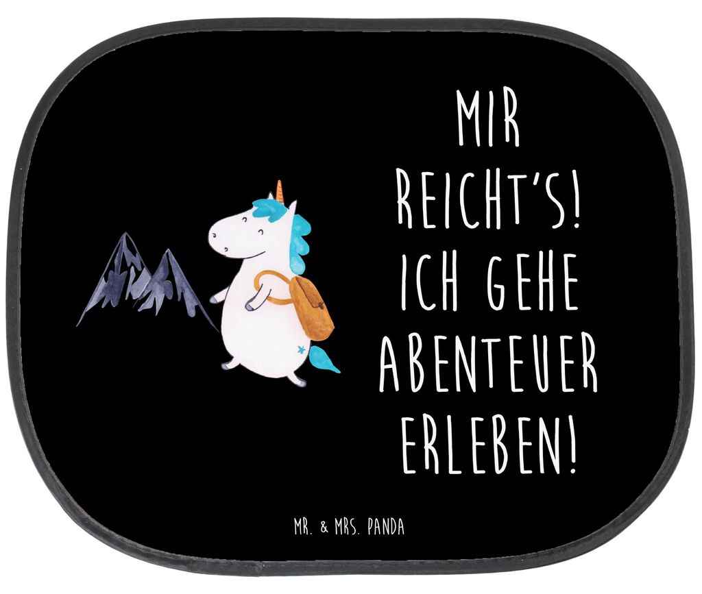 Mr. & Mrs. Panda Sonnenblende Auto Einhorn Bergsteiger - Schwarz - Geschenk, Seitlicher Sonnenschutz, Berge, Unicorn, Abenteuer, Einhörner, seiten...