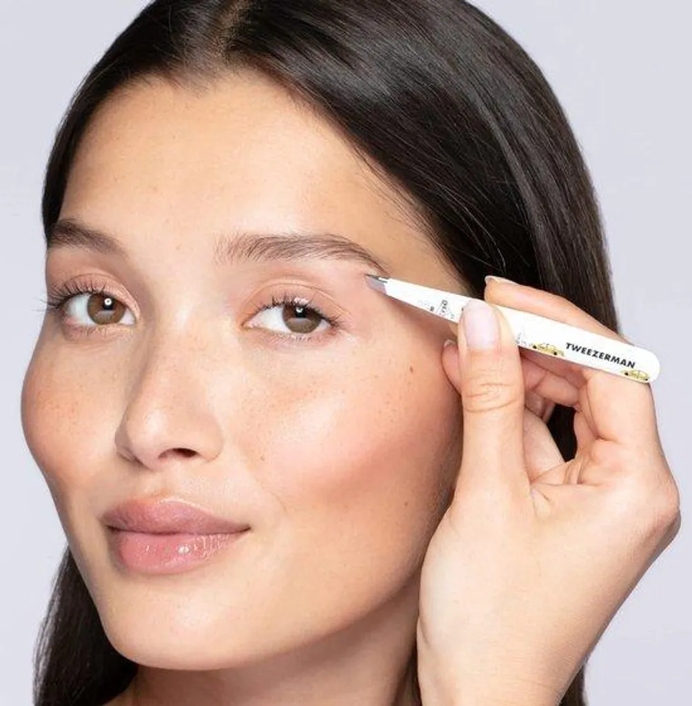 Pince à épiler inclinée argentée en acier inoxydable pour sourcils