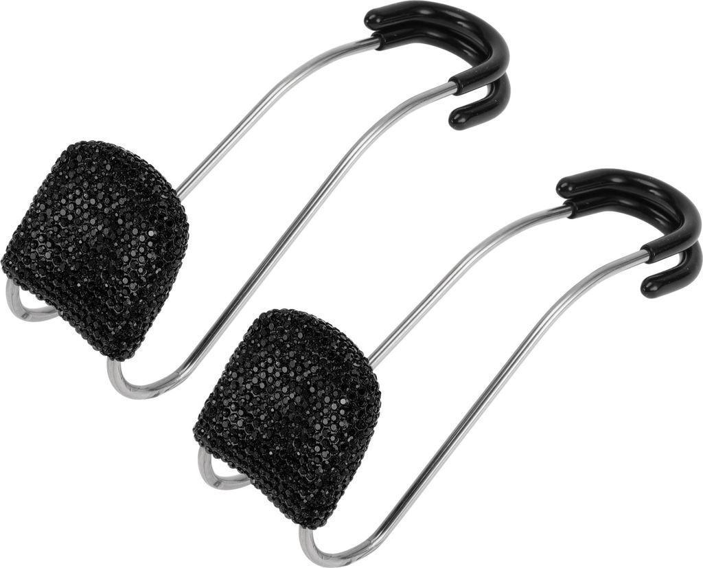 2 Stück für Geldbörsen und Taschen, Regenschirm usw. Auto Kopfstützenhaken Robuste Auto Rücksitz Organizer Haken Schwarz Strasssteine 15,6x4,6cm