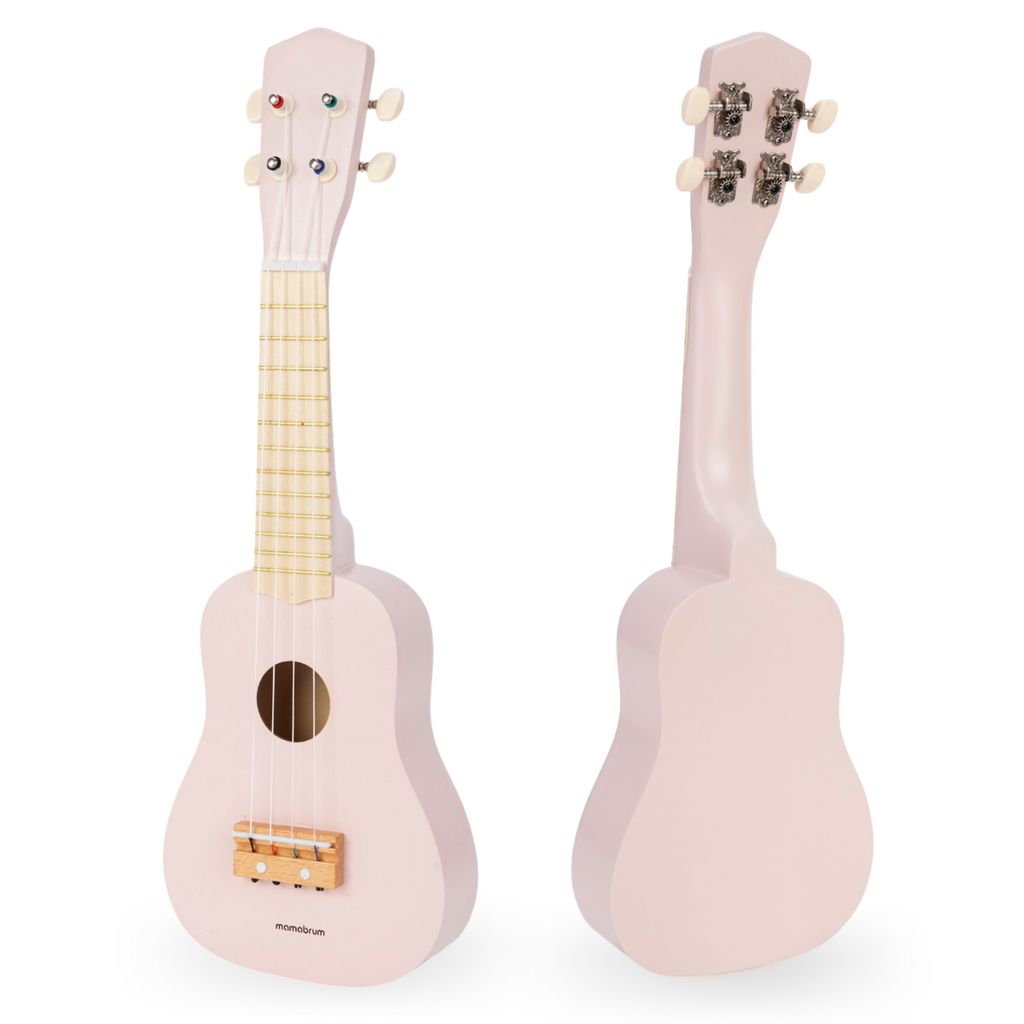 Drewniana gitara dla dzieci - ukulele - kolor różowy Zdjęcie produktu 