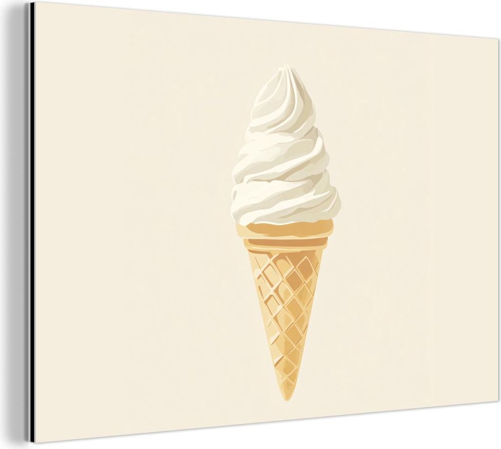 MuchoWow Wanddekoration Metall Metallbild Wandkunst 30x20 cm Eiswaffel - Weiß MuchoWow Aluminium Gemälde - Aluminiumgemälder
