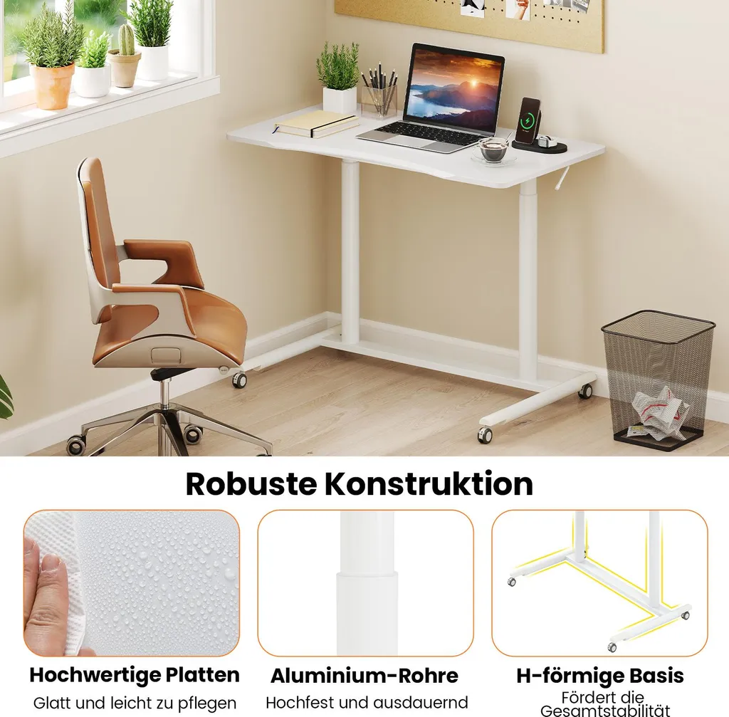 Table pour ordinateur portable design en C table d'appoint blanche - 2