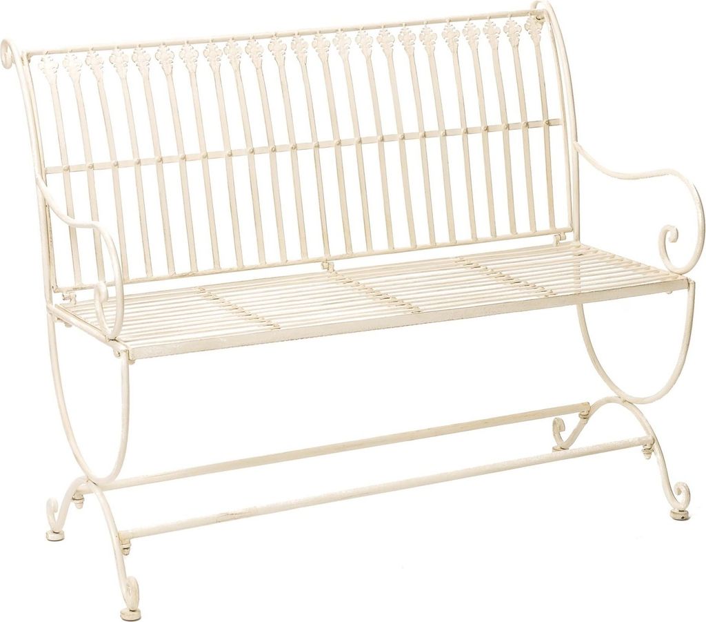 Nostalgie Gartenbank Lilie fleur de lis Eisen Antik-Stil creme weiss iron garden