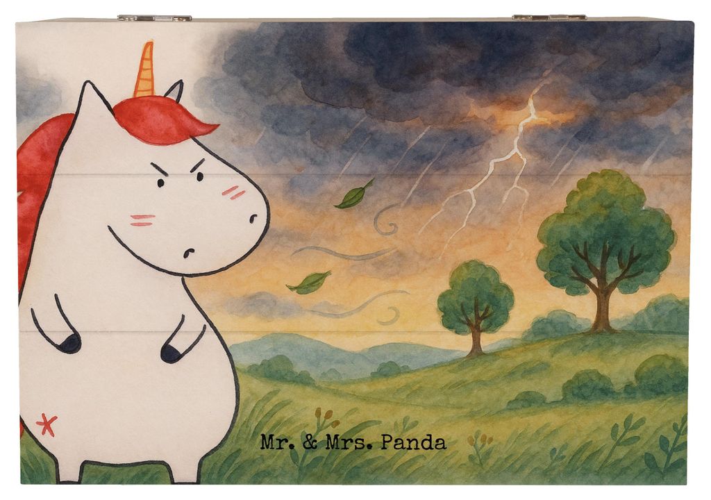 Mr. & Mrs. Panda Kiste Einhorn Wut Design 22 x 15 cm - Weiß - Geschenk, Box, Einhörner, Arbeit, Lustig, fotobox, schatztruhe, Unicorn, Büro, Ges...