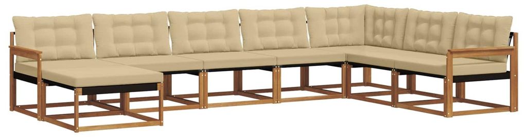 vidaXL Outdoor-Sofagarnitur mit Kissen 8 pcs Natur und Beige