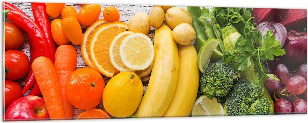 Bilder auf glas - Essen Gemüse Essen frisch - 90x30cm - Glasbilder - Wandbilder - Kunstdruck - zum Aufhängen bereit - Wanddekoration aus Glas - G...