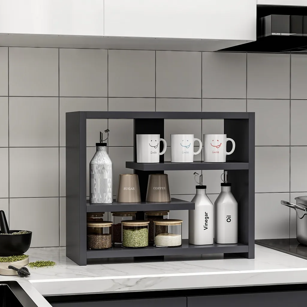 Étagère Murale Anthracite Gupse pour Rangement et Décoration de Salon