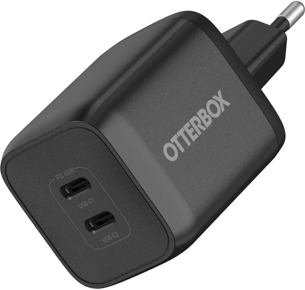 Adaptateur secteur double USB-C OtterBox 65W GaN blanc compact EU