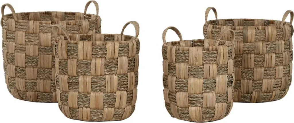 Paniers Tressés Main avec Armature Métal - Set de 4 Home ESPRIT Naturel