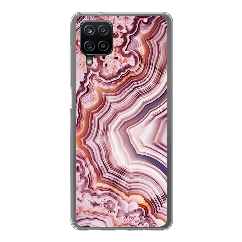 MuchoWow Handyhülle Schutzhülle Hülle für Samsung Galaxy A12 Naturstein - Rosa - Luxus Silikon Softcase Handy Hülle - Bild