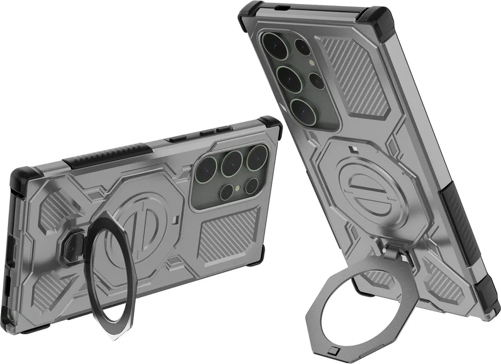 Cover Professionale Samsung S24 Ultra Grigio con Supporto Magnetico - 4