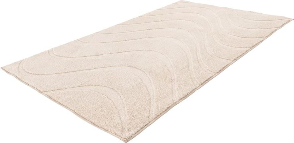 Badematte LINA Welle beige Antirutsch waschbar Fußbodenheizung geeignet