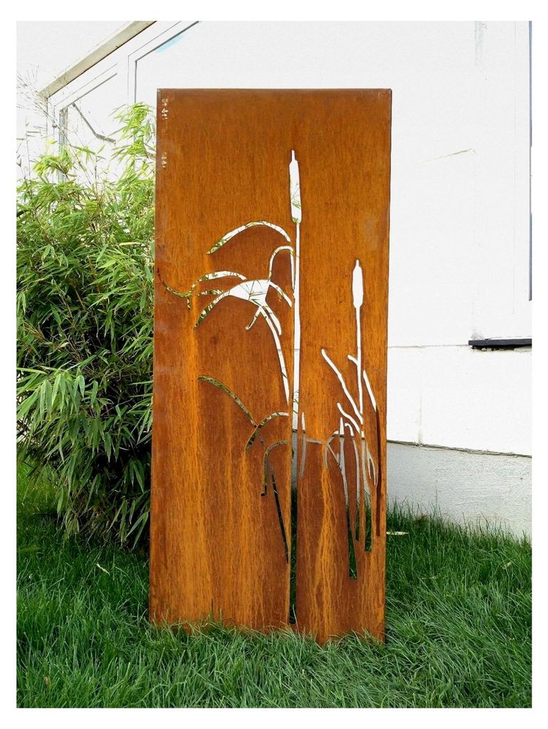 Sichtschutz aus Metall Rost für den Garten, Gartendeko, Sichtschutzwand, 125 x 50 x 2 cm