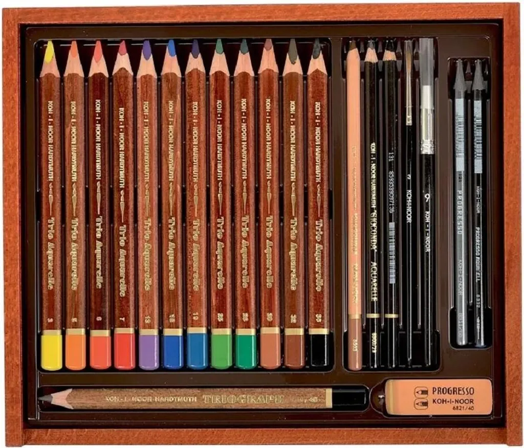 Koh-i-Noor Progresso Crayons Aquarelle en Coffret Bois - Set de 48