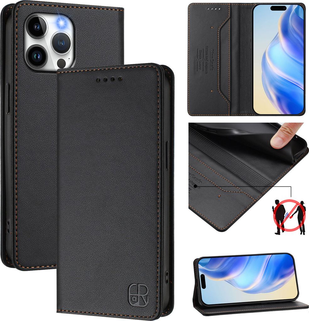 Lederhülle für iPhone 13 Pro Max Hülle Flip Brieftasche Produktbild 