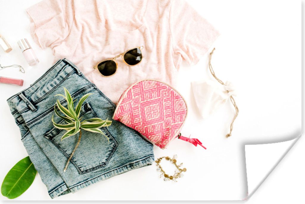 MuchoWow Poster Kleidung - Sonnenbrille - Hemd 90x60 cm - Schlafzimmer