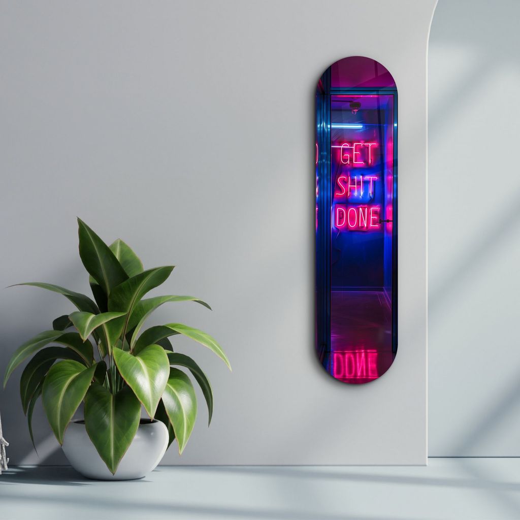 Wallity, Get $hit Done, Dekorative Malerei aus gehärtetem Glas, Mehrfarbig, 100 % gehärtetes Glas, 20 x 80 cm