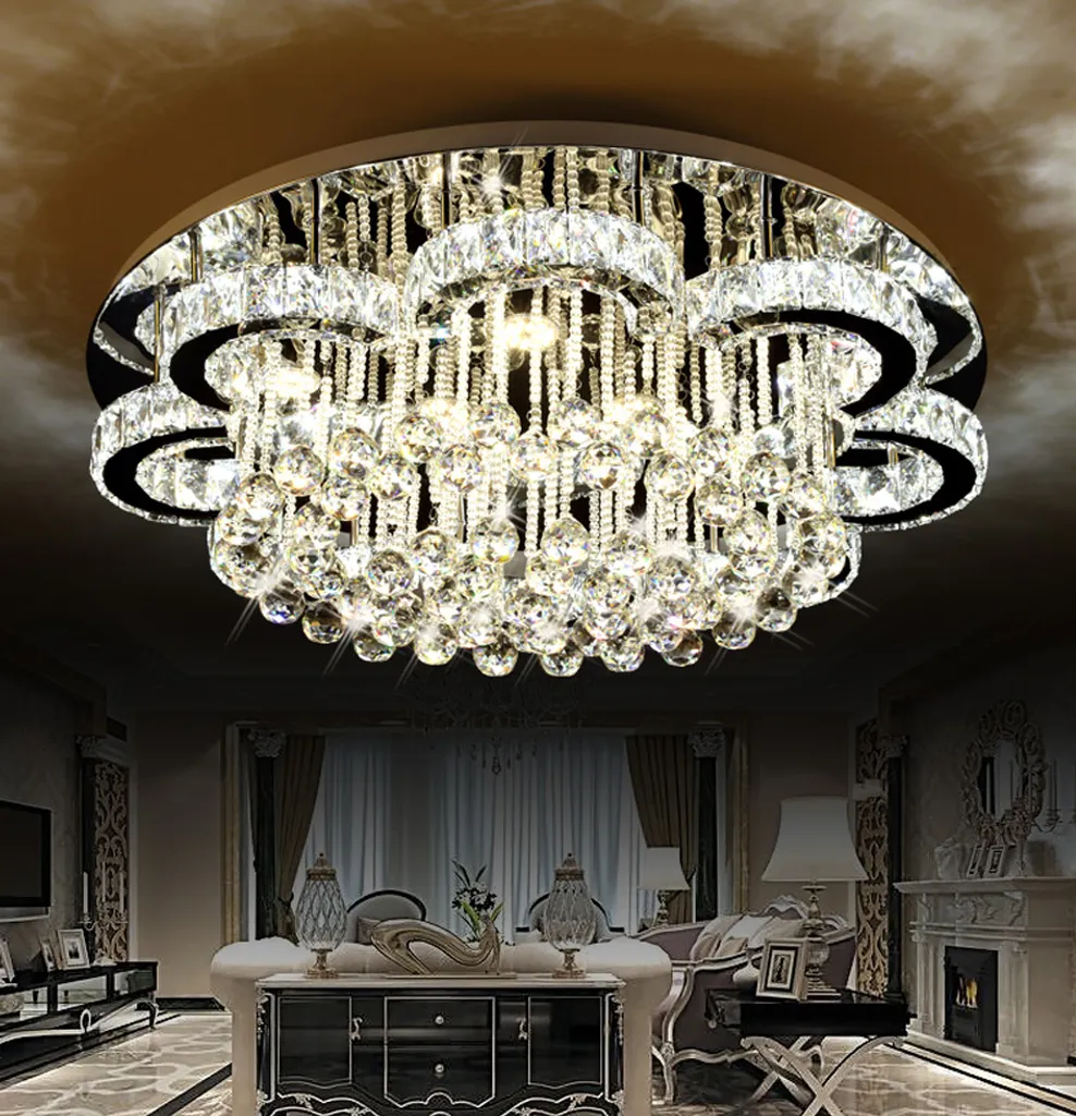 Lampe de salon à intensité variable en cristal avec éclairage LED 80cm