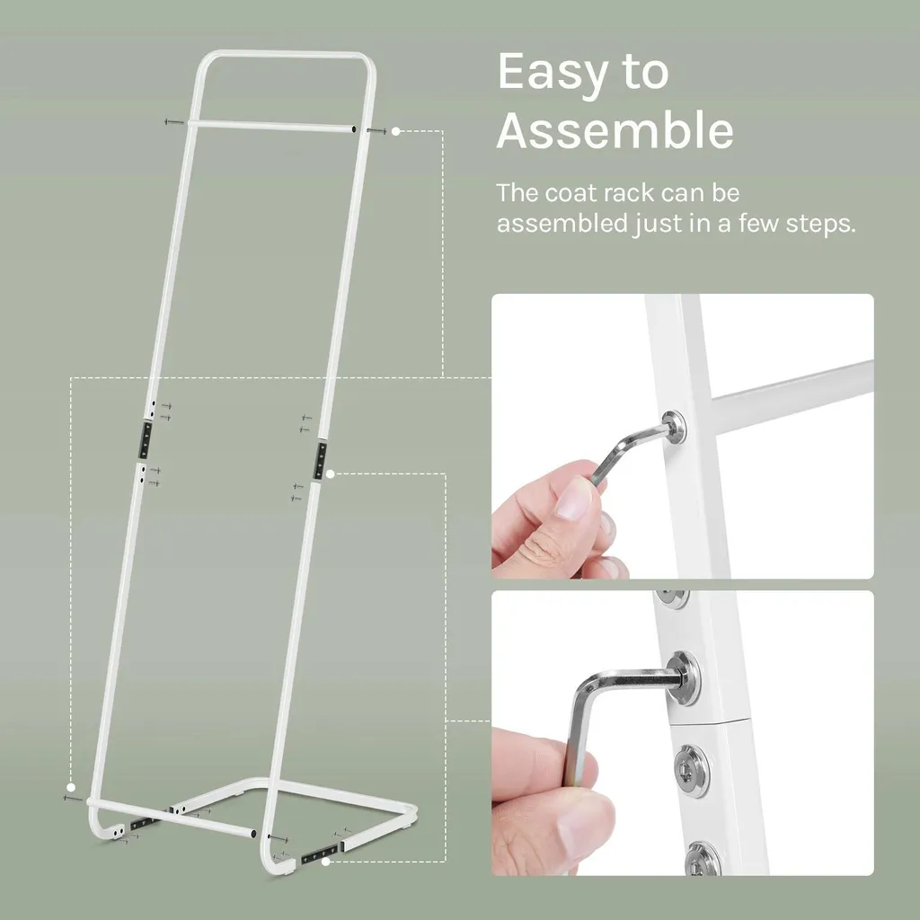 Portemanteau d'angle en L blanc 90cm structure métal stable et robuste
