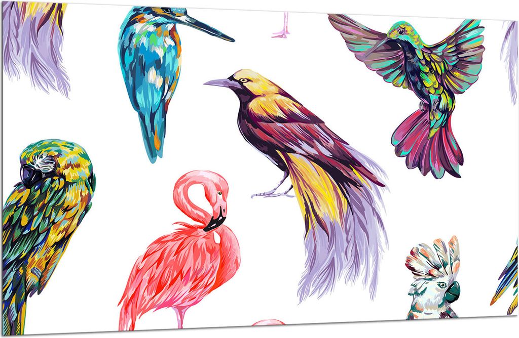 Herdabdeckplatte Glaskeramikkochfeld-Abdeckung Spritzschutz Glas 80x52 Vögel