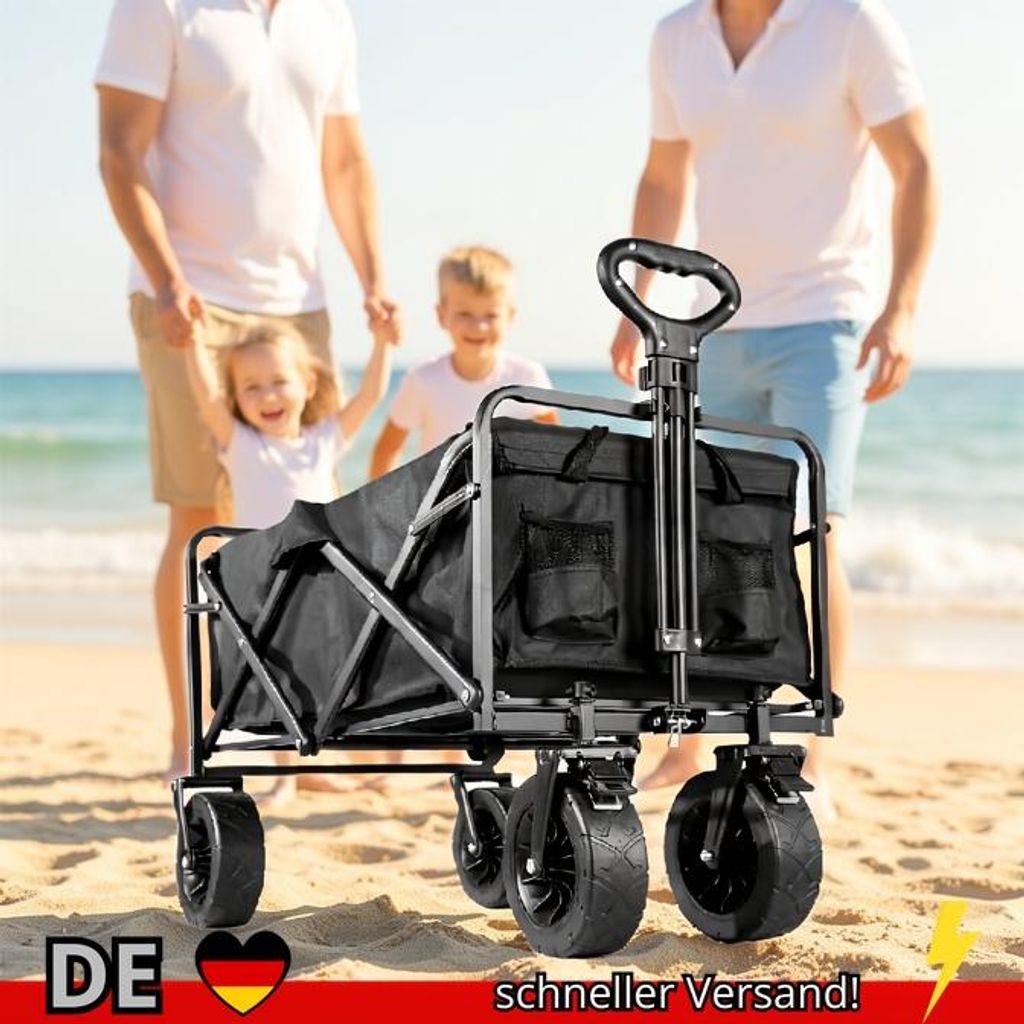 Großer Robuster Bollerwagen mit Hoher Tragfähigkeit Faltbarer für Garten