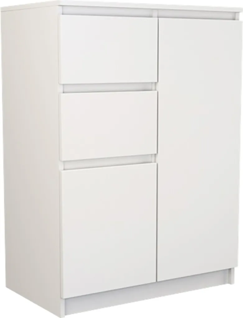 Commode 2 tiroirs et 2 portes 70x97x40 cm blanc mat - Gamme Modulo Design