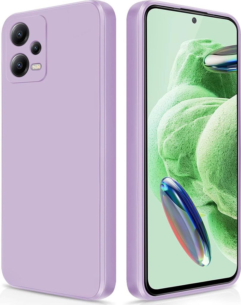 Silikon Hülle für Xiaomi Redmi Note 12 5G Flüssigsilikon Dünn Gel Gummi Matt Kratzfeste Schutzhülle Lila