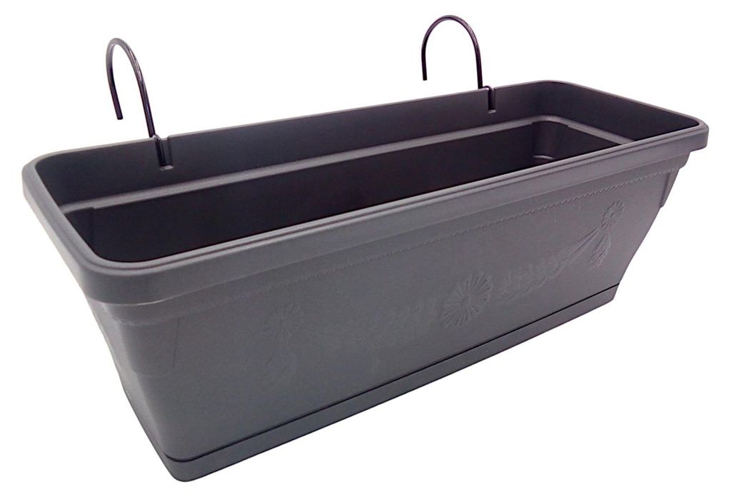 Balkonkasten anthrazit 50cm mit Halterung Blumenkasten Produktbild 