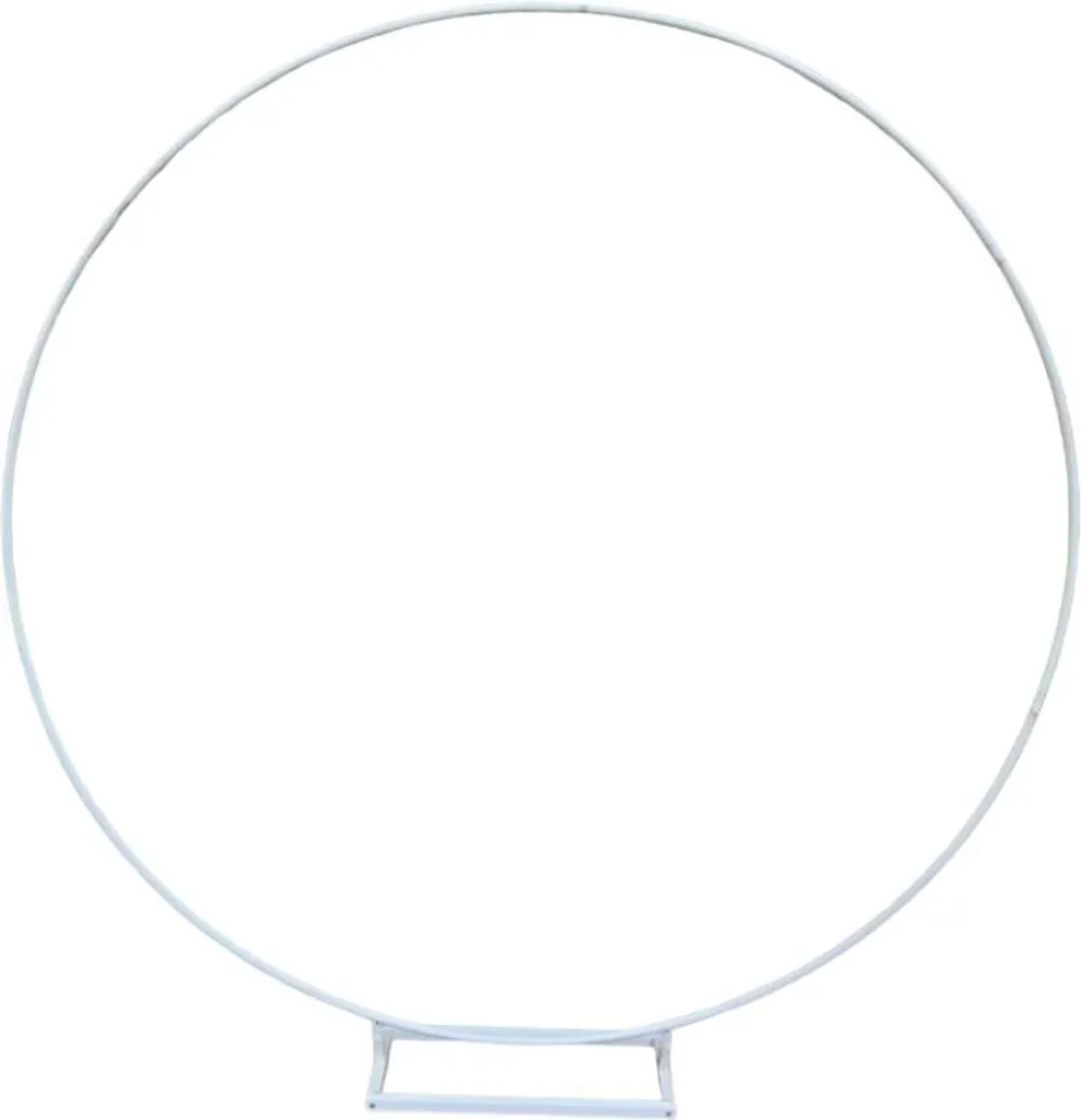 Cercle décoratif ballon 1.5m blanc stable avec socle carré métallique
