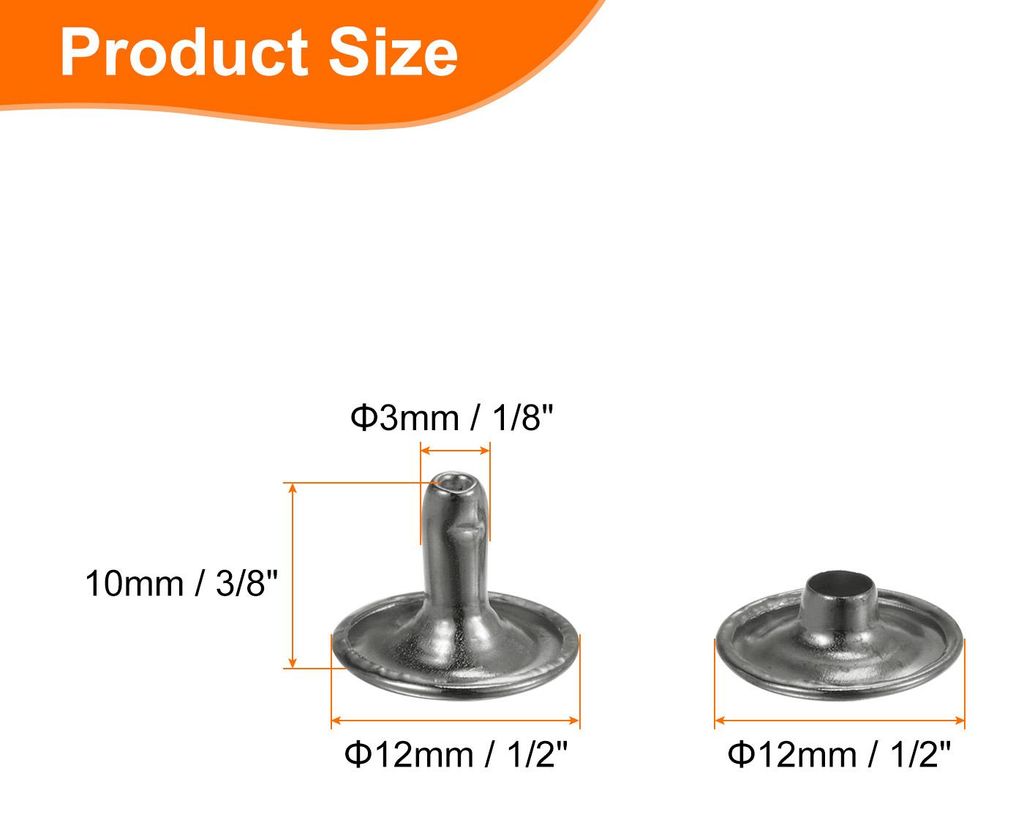 60er Set Leder Nieten 12x10mm Runde Doppelkappe Tubular Metall Hohlnieten Spitznieten Zubeh?r Schraubnieten Rš¹cknieten fš¹r Lochzange Gš¹rte...
