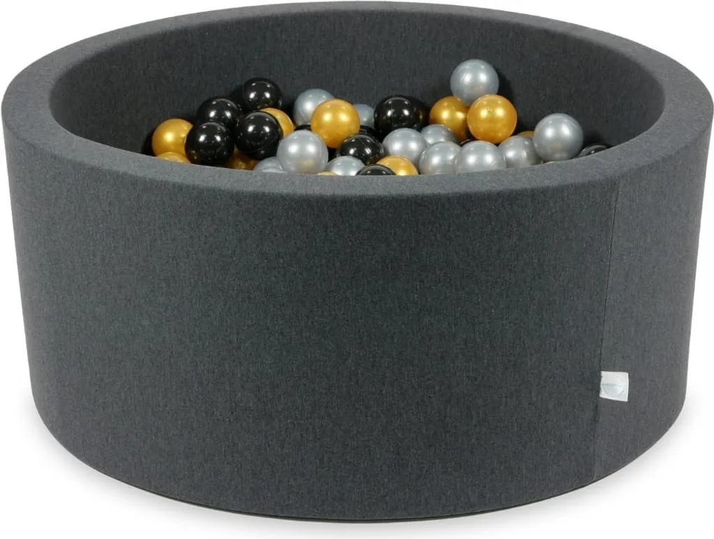 Grande piscine à balles 90x40 Graphite avec 300 balles coloris luxe Or/Noir