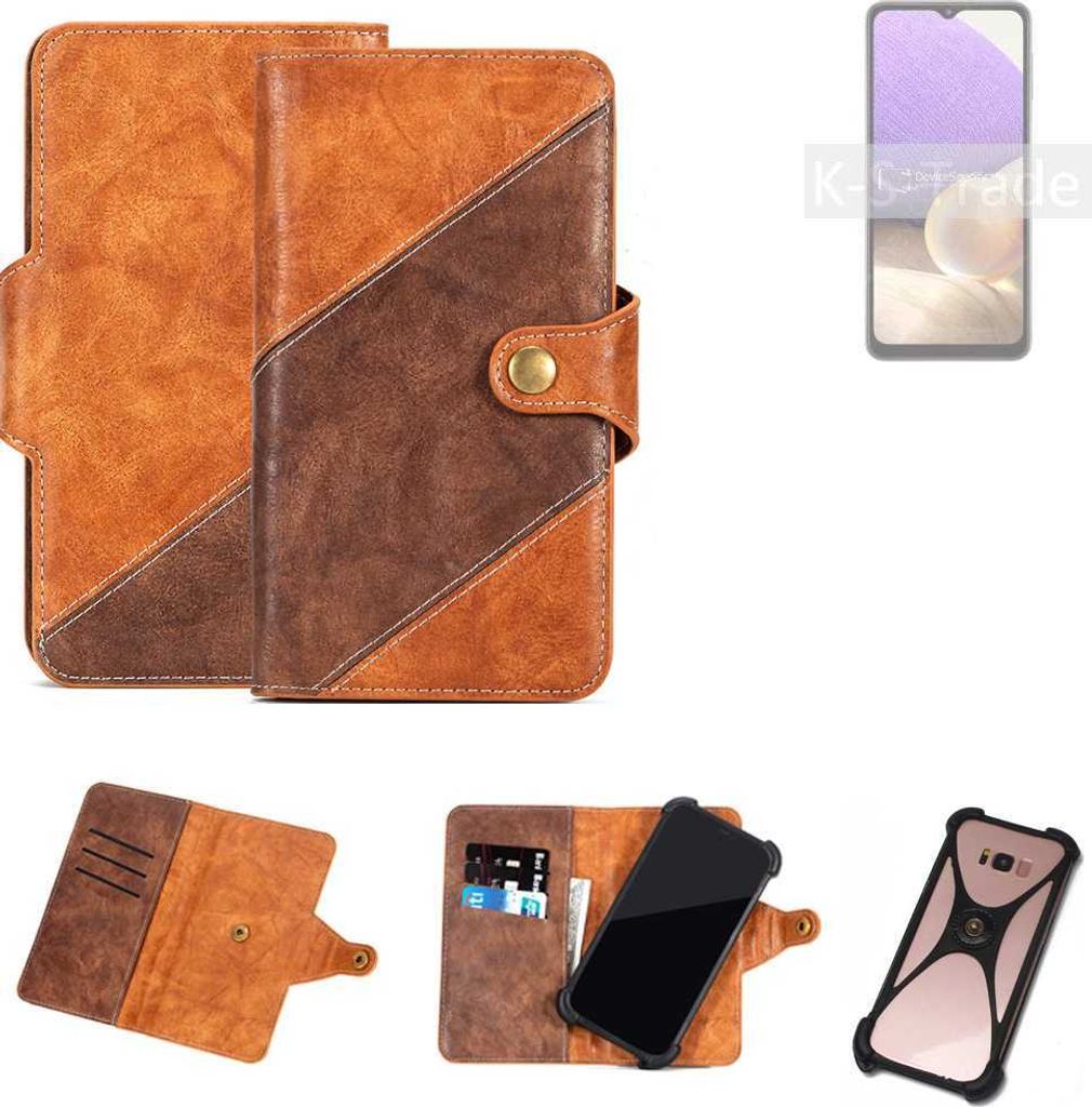 K-S-Trade Handyhülle Schutzhülle Bookstyle Case Wallet-Case kompatibel mit Samsung Galaxy A32 5G Cover Klapphülle Kantenschutz Smartphone