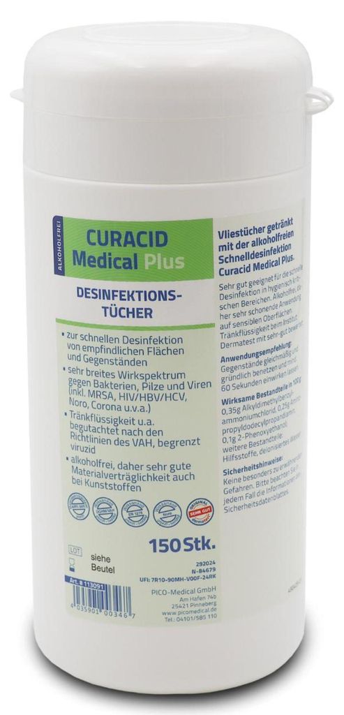 Curacid Medical Plus Desinfektionstücher, 150 Tücher, Produktbild 