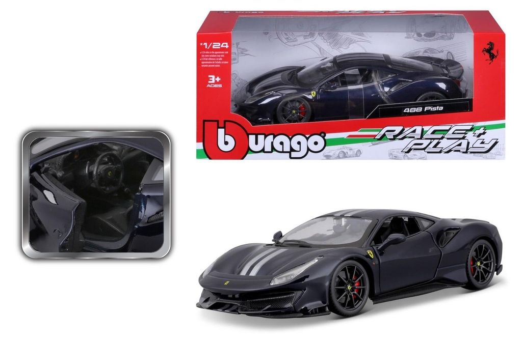 Bburago 18-26026B - 1:24 Race & Play Ferrari 488 Pista blu Immagine del prodotto 
