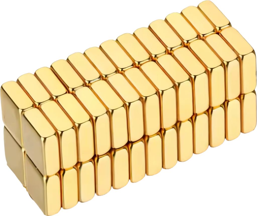 25 Stück Neodym Magnete vergoldet 5x5x2 mm Quader N45 Mini Produktbild 