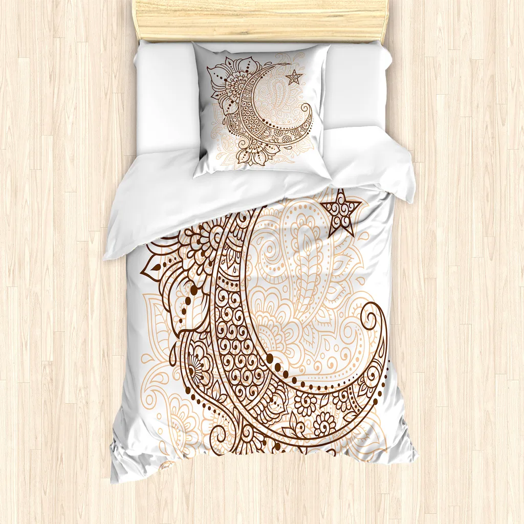 Parure Letto Singolo ABAKUHAUS Paisley Pesca Cioccolato 135x200